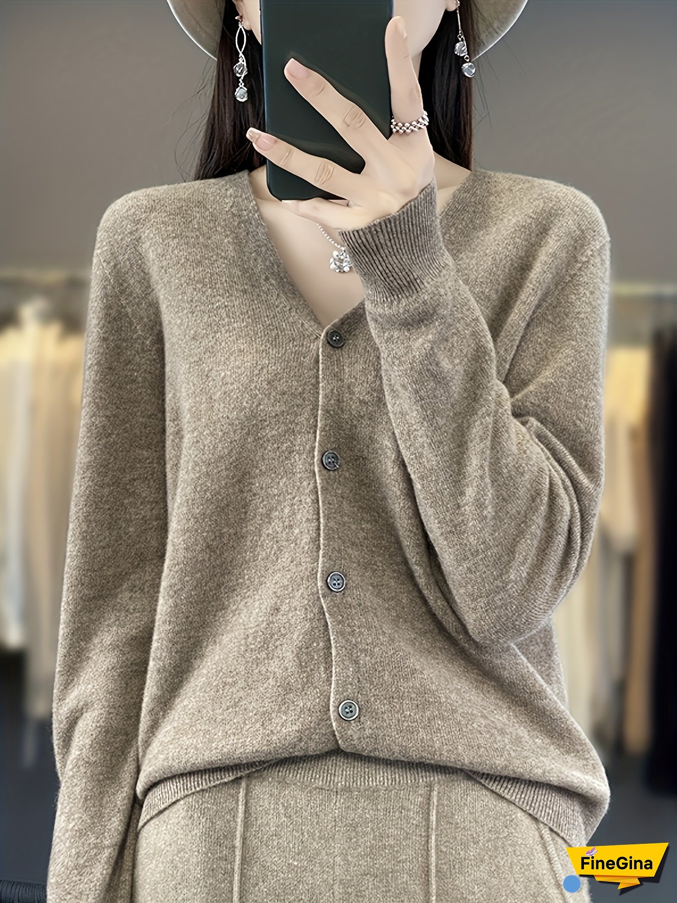 [Wool Cardigan] Wool Women's V-Neck Cardigan | Casual Long Sleeve Open Front Sweater, Solid Color Regular Fit for Spring/Fall Layering, Japanese & Korean Style Fashion