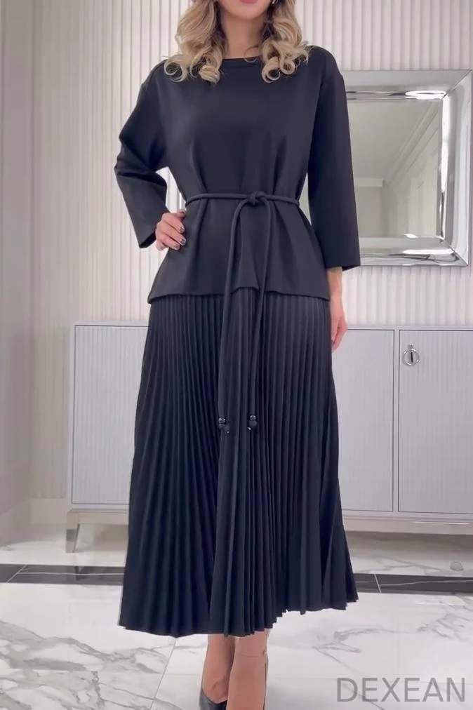Women's Elegant Pleated Patchwork Dress