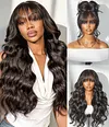Glueless Black Long Hair Loose Deep Wave Wigs with Bangs