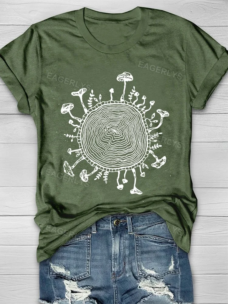 Eagerlys Mushroom Tree Ring T-shirt Eagerlys
