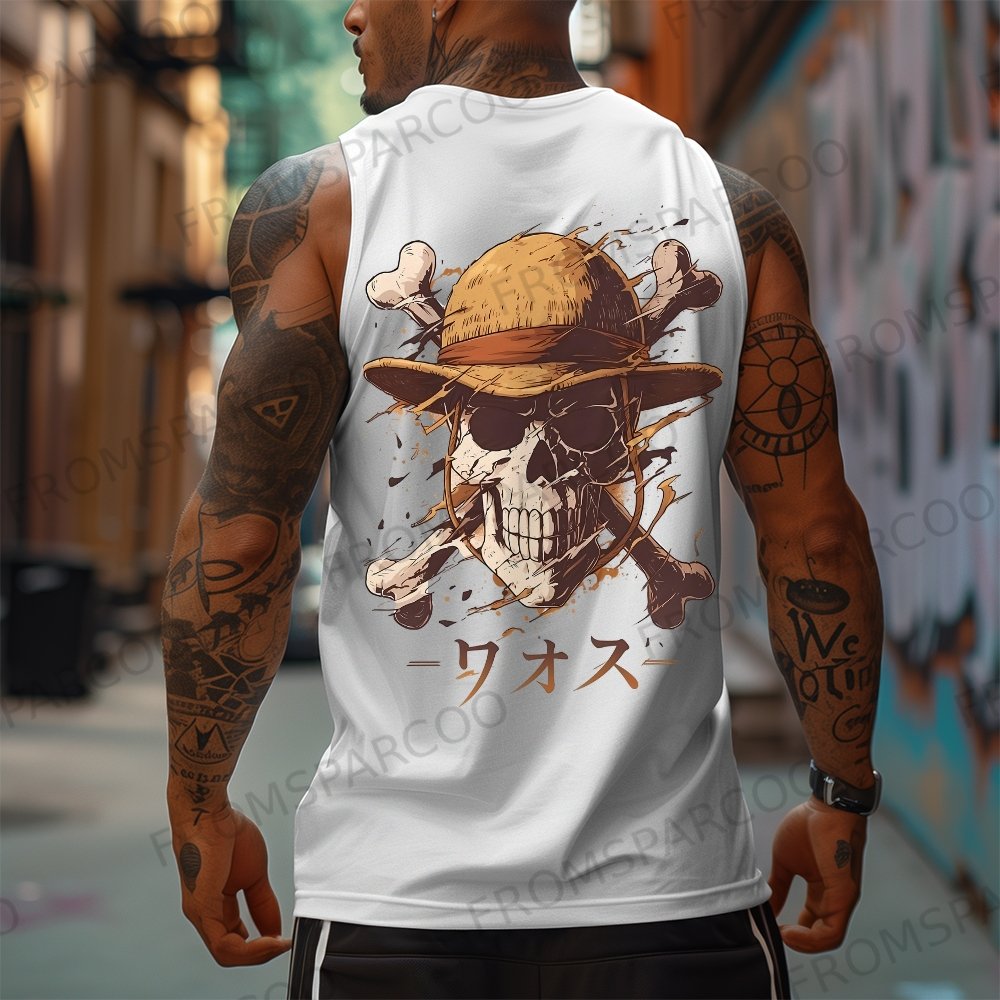 Oversized Anime Print Gym Tank Top