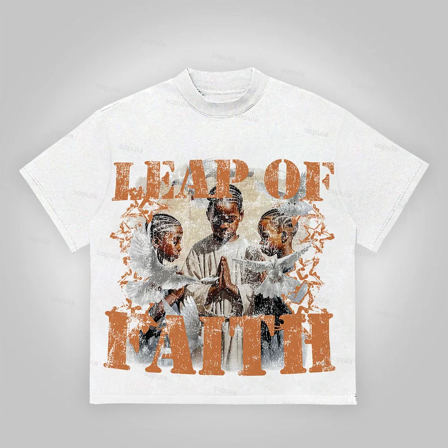Sopula Vintage Leap Of Faith Graphic 100% Cotton T-Shirt