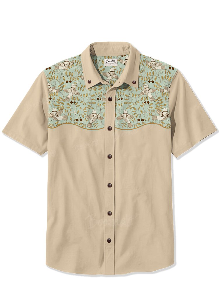 Birds And Leaves - 100% Cotton Shirt