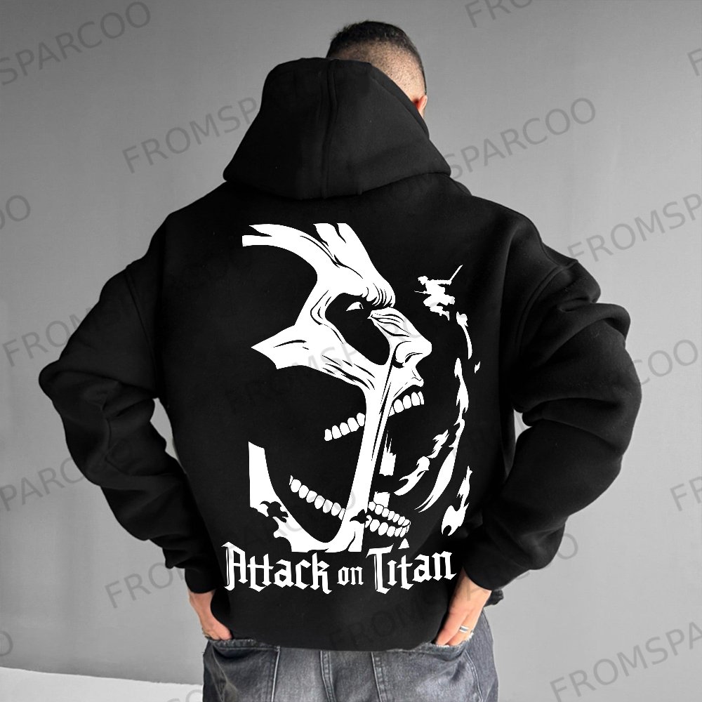 Unisex Oversized Attack on Titan Anime Print Hoodie
