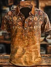 Retro Ethnic Art Print Casaul Short SLeeve Polo Shirt