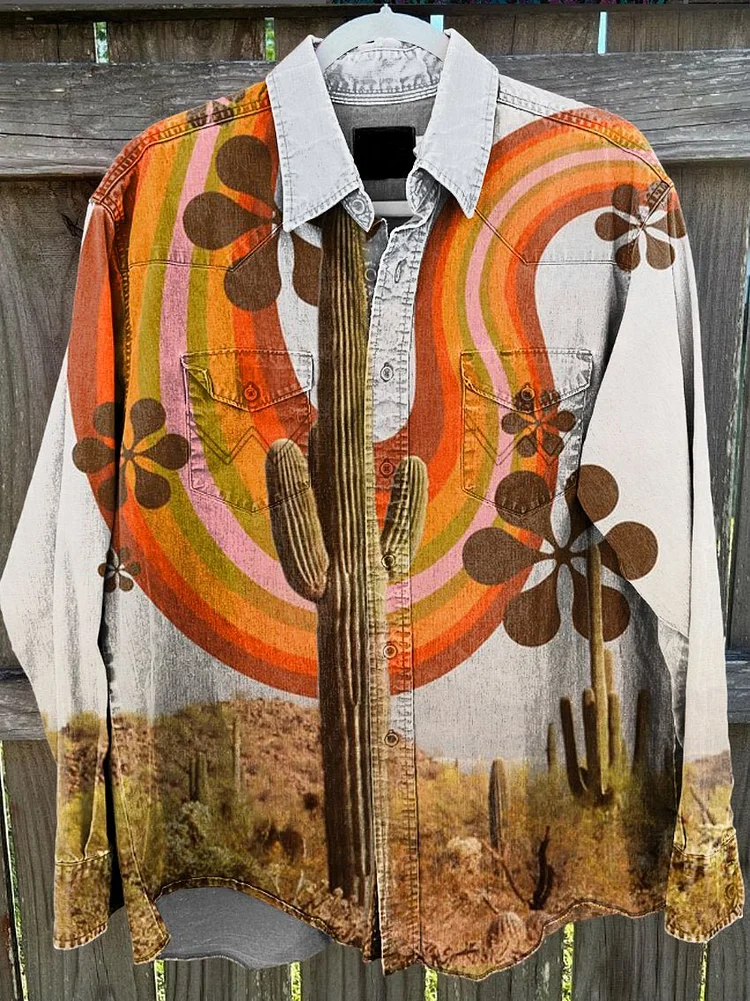 Cactus Vintage Print Casual Shirt