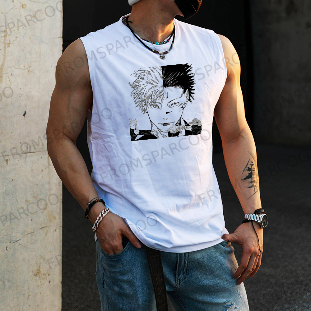 Casual anime print fitness tank top