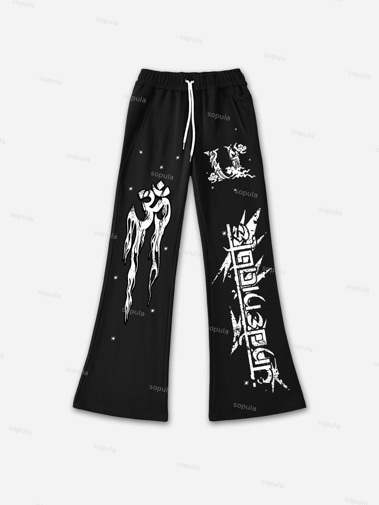 Sopula Vintage Number 11 Graphic Stylish Casual Flared Sweatpants