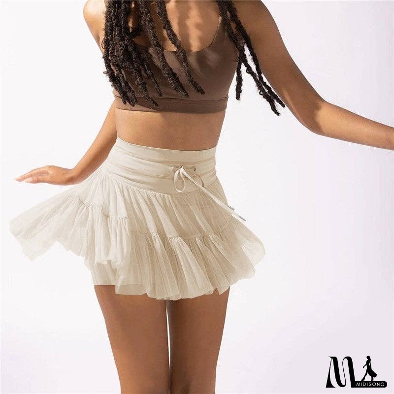 High Waist Belted Anti-Light Leakage Pleated Mini Skirt