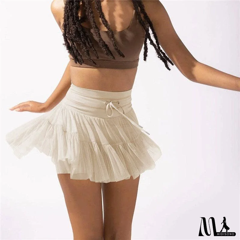 High Waist Belted Anti-Light Leakage Pleated Mini Skirt
