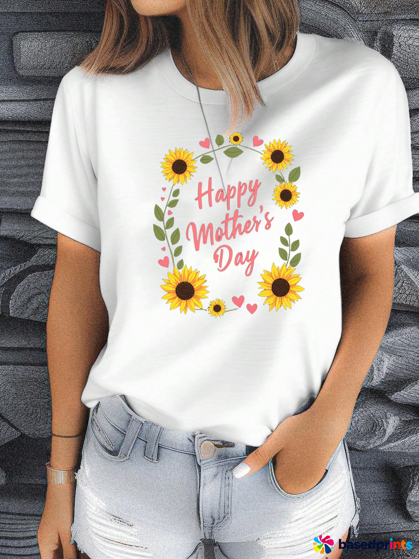 Happy Mother's Day Sunflower T-Shirt Women Casual Short Sleeve Tops