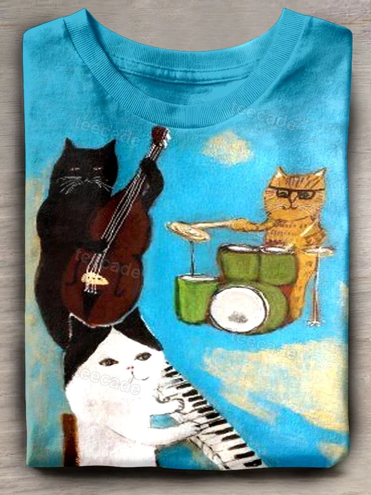 Teecade Cat Art Print T-shirt
