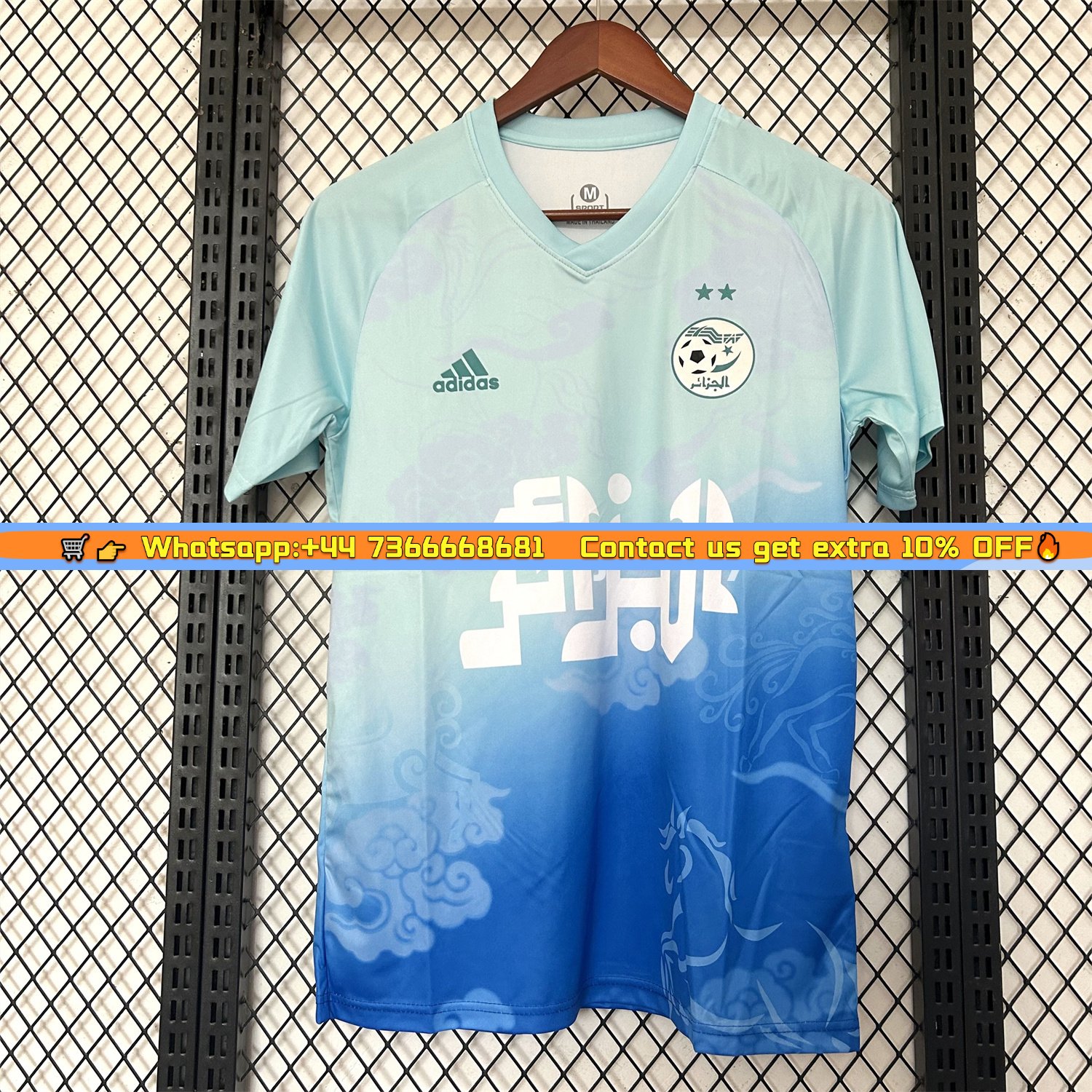 Algeria 25-26 Blue Green Gradient Auspicious Cloud Pattern Special Jersey - Fans Version