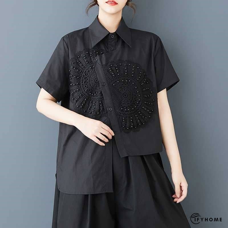 Asymmetric Short Sleeve Shirt With Loose Fit | IFYHOME