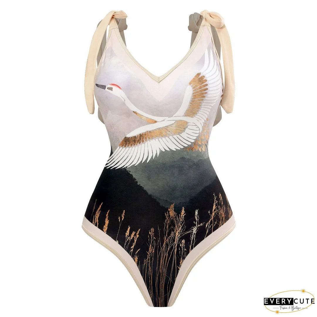 Ladies Strape Shoulder Print One Piece Swimwear SKSW40080T