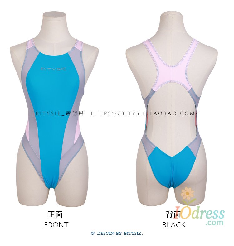 IO Dress BITYSIE Classic Conservative One-Piece Swimsuit Spa Japanese High Leg Cut Leotard Sexual V--Shaped Swimwear