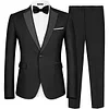 MAGE MALE Men's 2 Piece Suit One Button Slim Fit Formal Wedding Prom Tuxedo Suits Blazer Pants with Bow Tie Set Small Black-peak Lapel-1 amazon James Yang