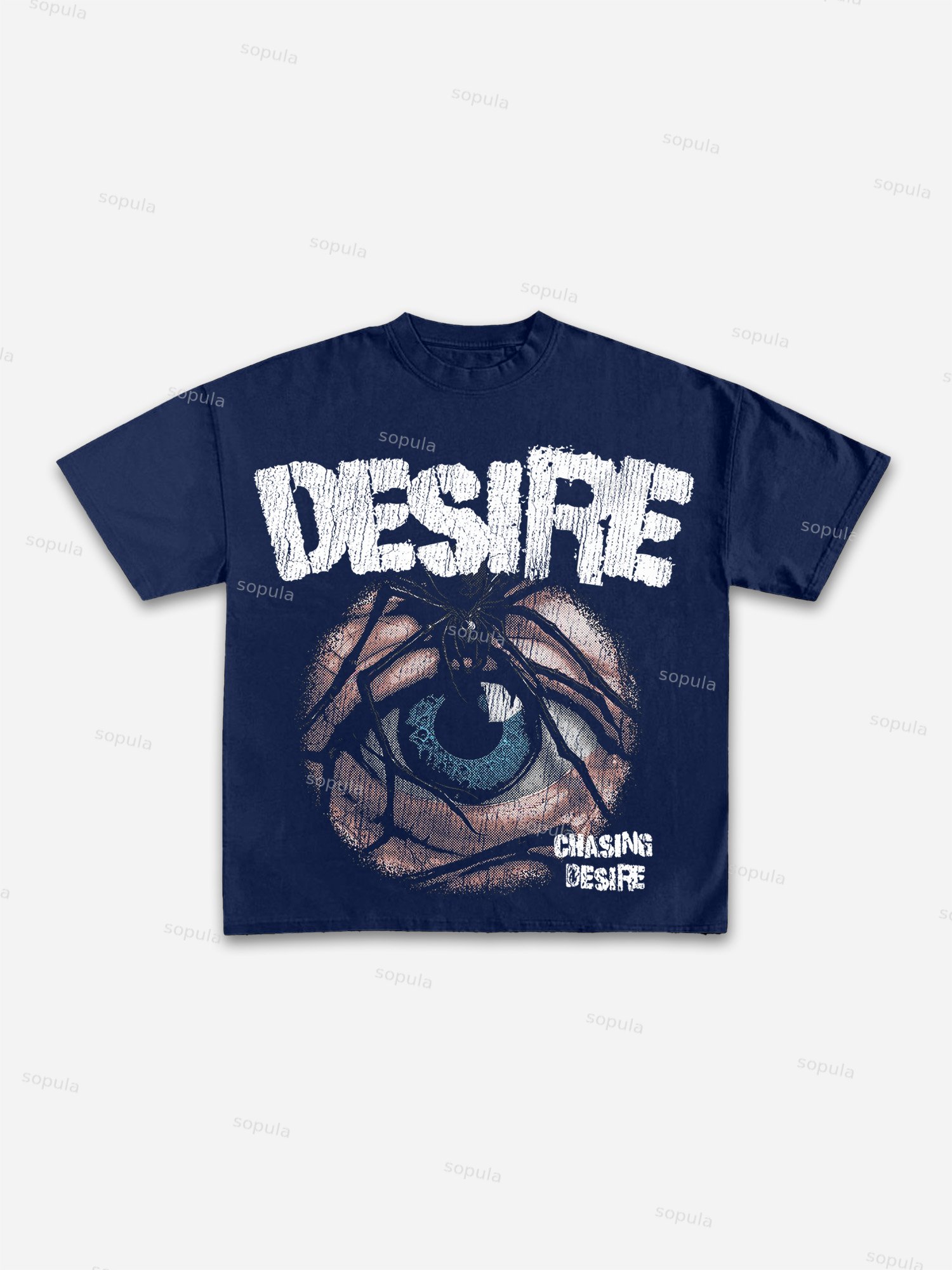 Spider Covering Eyes Print Cotton T-shirt