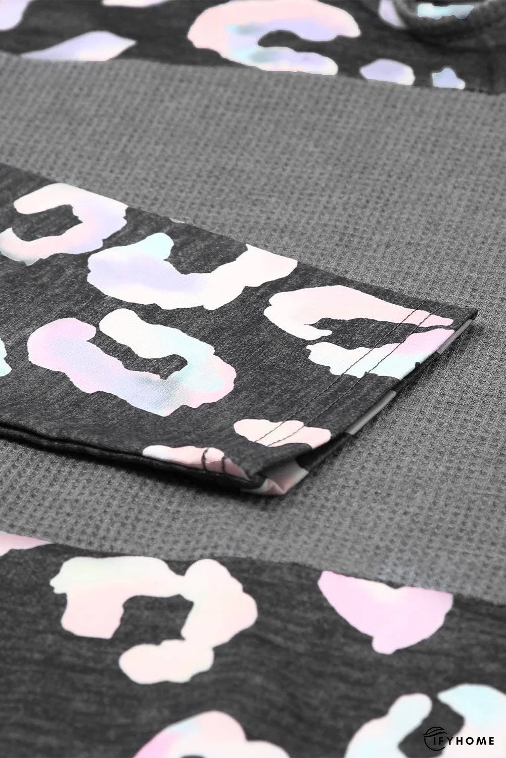 Plus Size Leopard Dropped Shoulder Long Sleeve Hoodie | IFYHOME