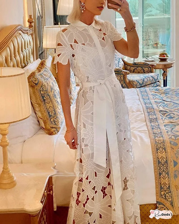 Lace Cardigan Button Dress