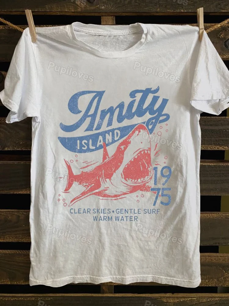 Pupiloves Pupiloves Clear Skies Gentle Surf Warm Water Jaws T-shirt