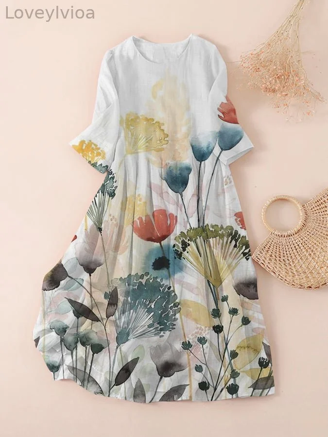 Women's Vintage Floral Design Print Dress