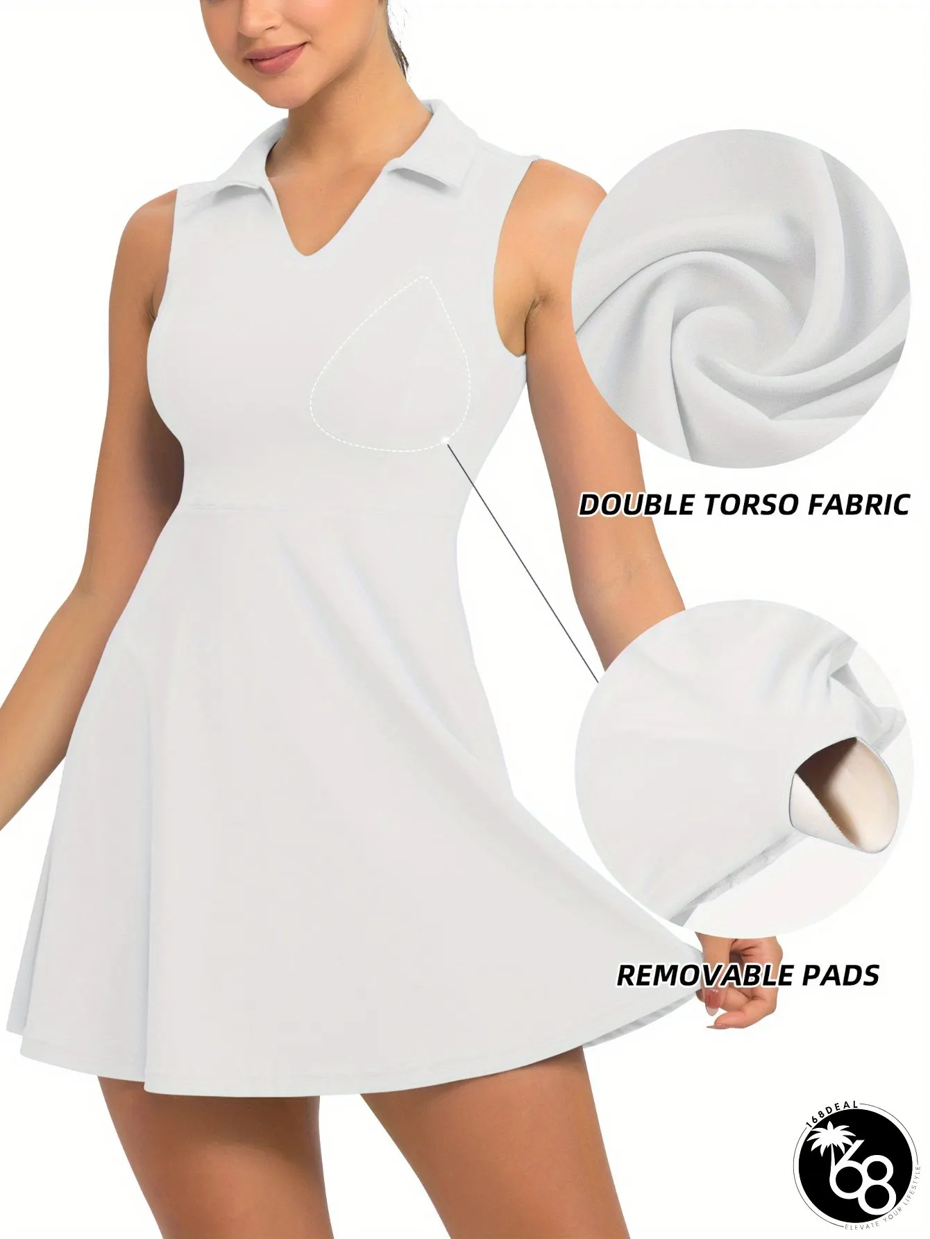 Plus Size Womens Tennis Dress With Built Shorts And Bra Pockets Athletic Workout Golf | 168DEAL