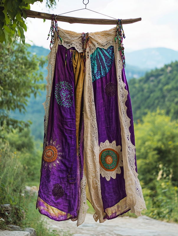 Summer Vacation Ruffle Lace Contrast Pants 7eaa