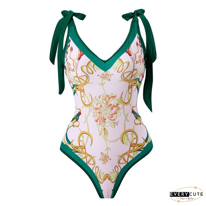 Ladies Strape Shoulder Print One Piece Swimwear SKSW40080T