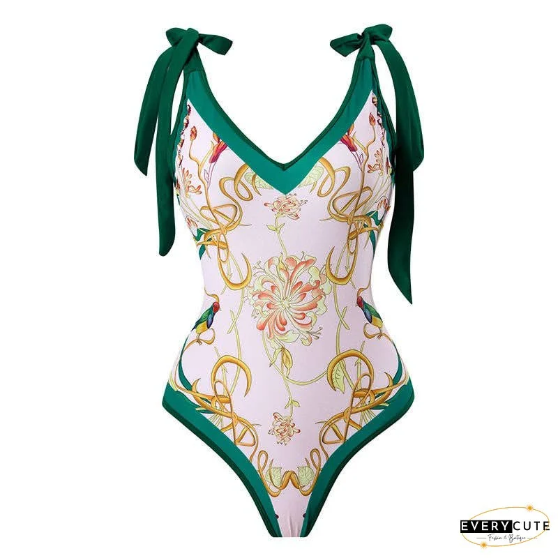 Ladies Strape Shoulder Print One Piece Swimwear SKSW40080T