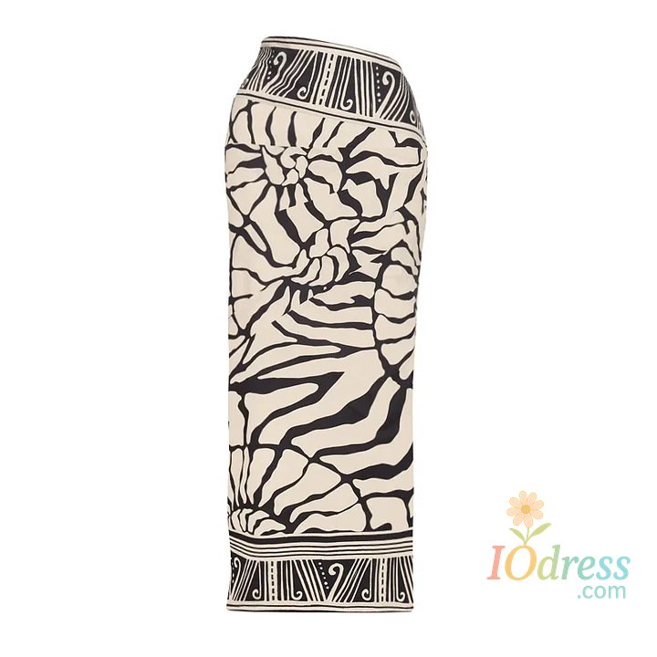 IO Dress One Piece Printed Swimsuit Set for Women, Detachable Sleeves, Hanging Neck, Popular, New, 2024