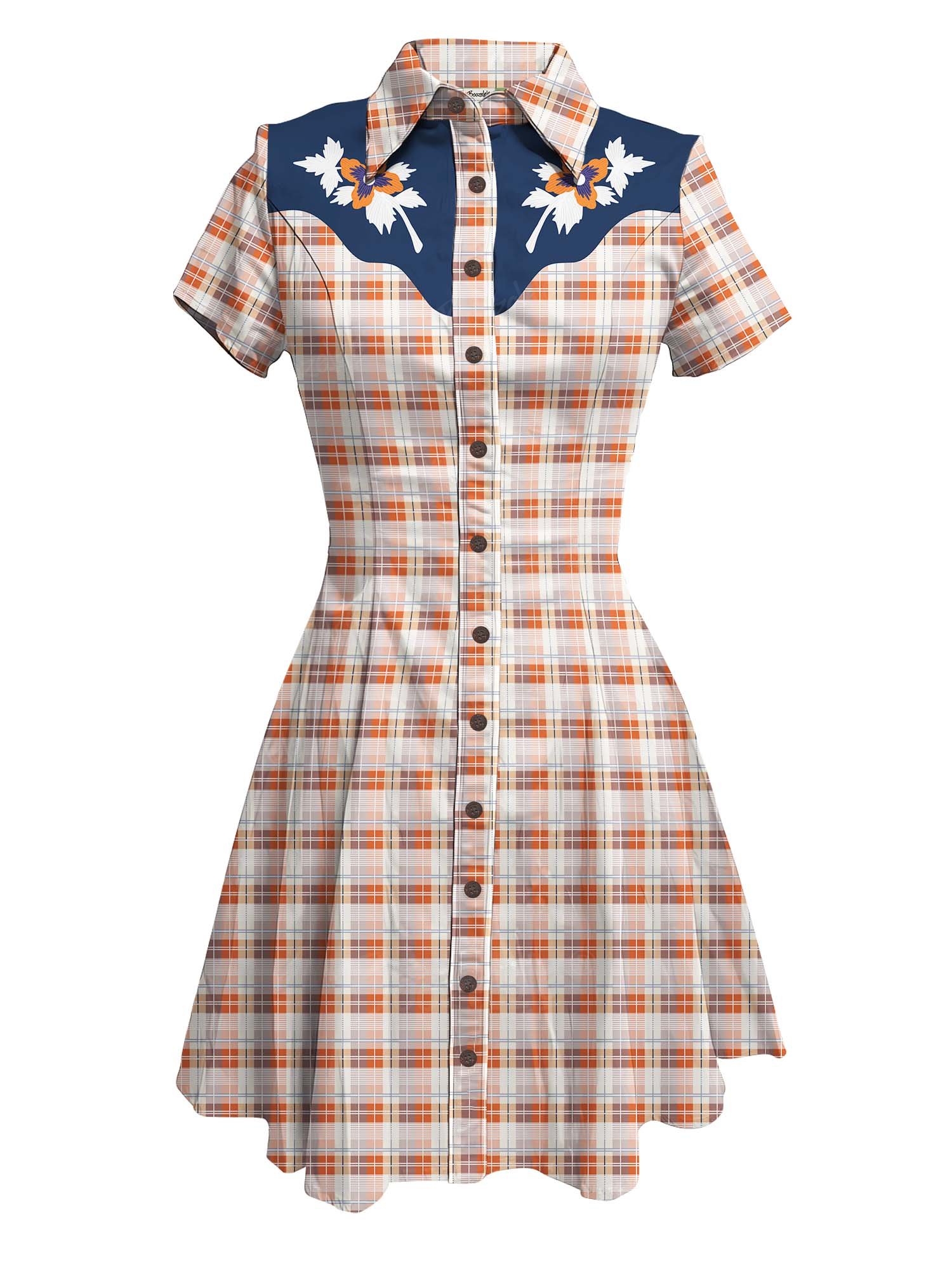 Vintage Flower And Plaid - 100% Cotton Dress