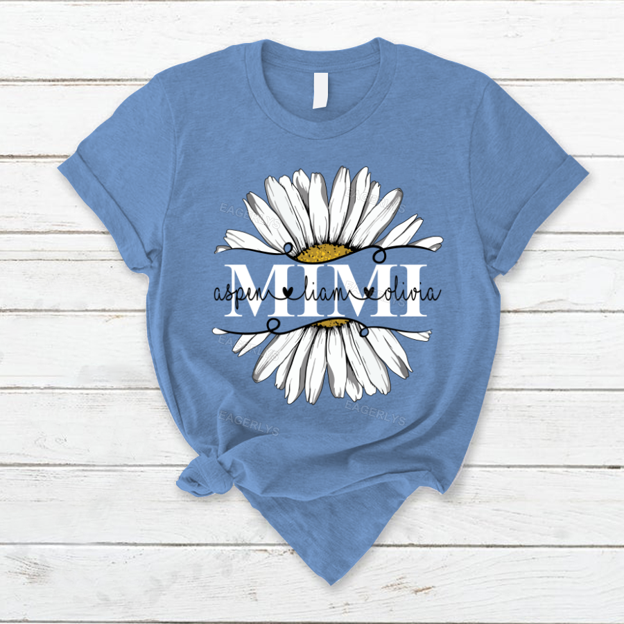 Eagerlys Mimi And Grandkids Flower Daisy T-Shirt Eagerlys
