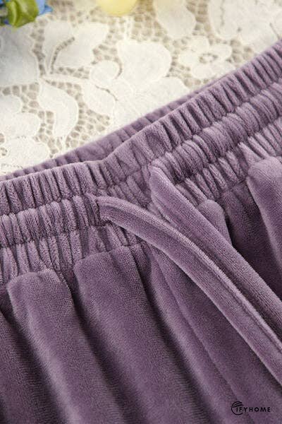 Buttery-Soft Round Neck Long Sleeve Top and Drawstring Pants Set | IFYHOME