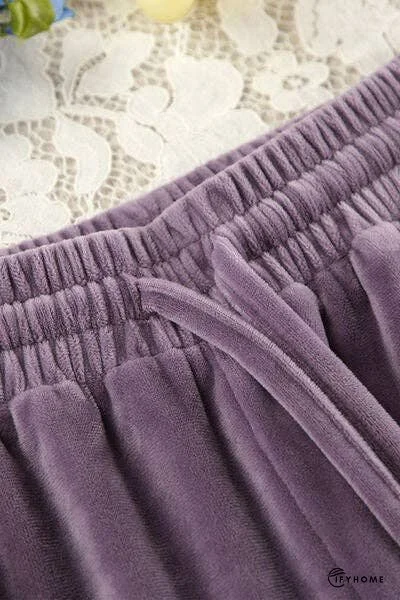 Buttery-Soft Round Neck Long Sleeve Top and Drawstring Pants Set | IFYHOME