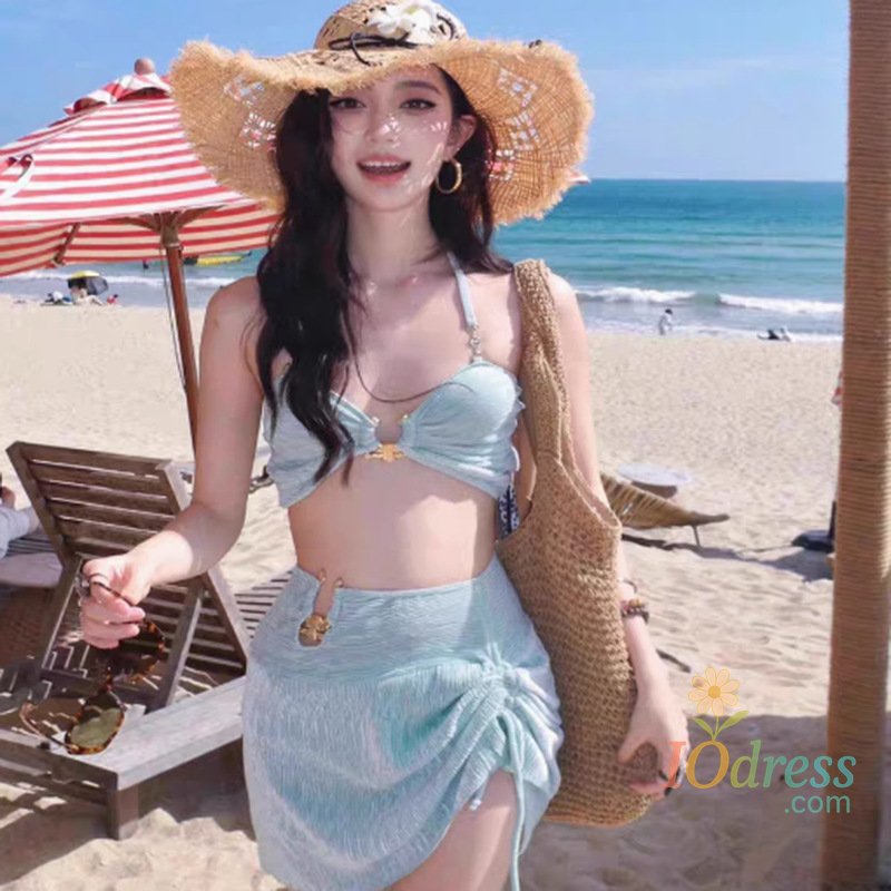 IO Dress new arrival halter suspender bikini covering flesh slimming summer beach vacation seaside separates three-piece swimsuit