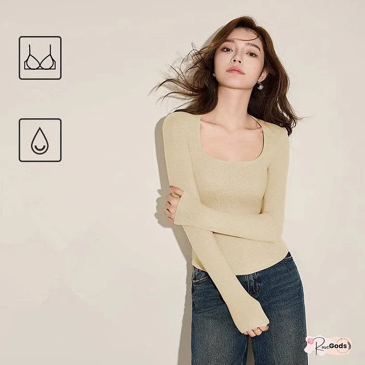 Women's Fleece-Lined Thermal Shirt With Built-In Bra Padding