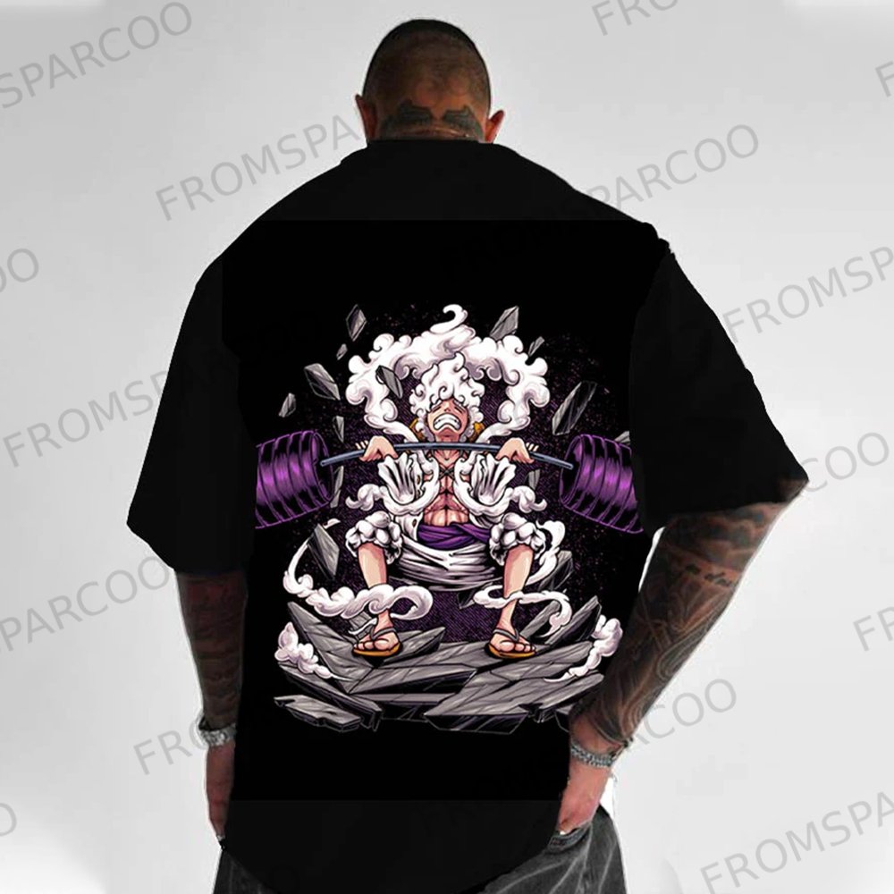 trend fashionable anime print t-shirt