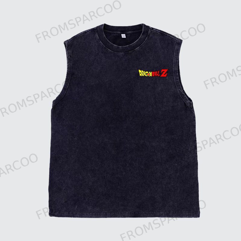 Casual Batik Washed Dragon Ball Animation Printed Fitness Tank Top