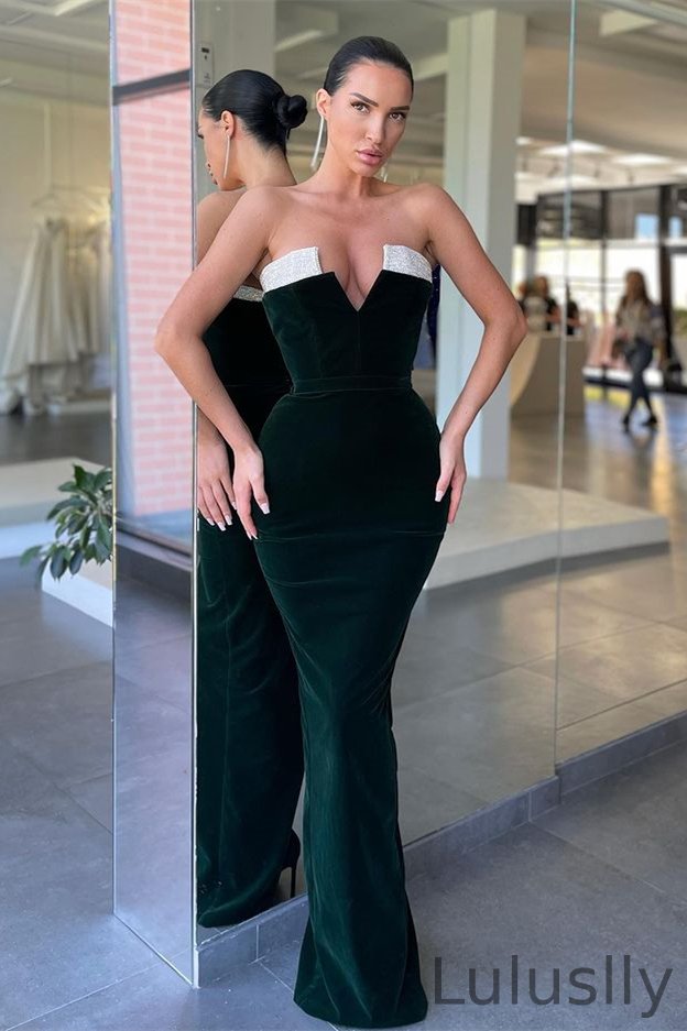 Luluslly Black V-Neck Mermaid Evening Dress Long Party Gowns
