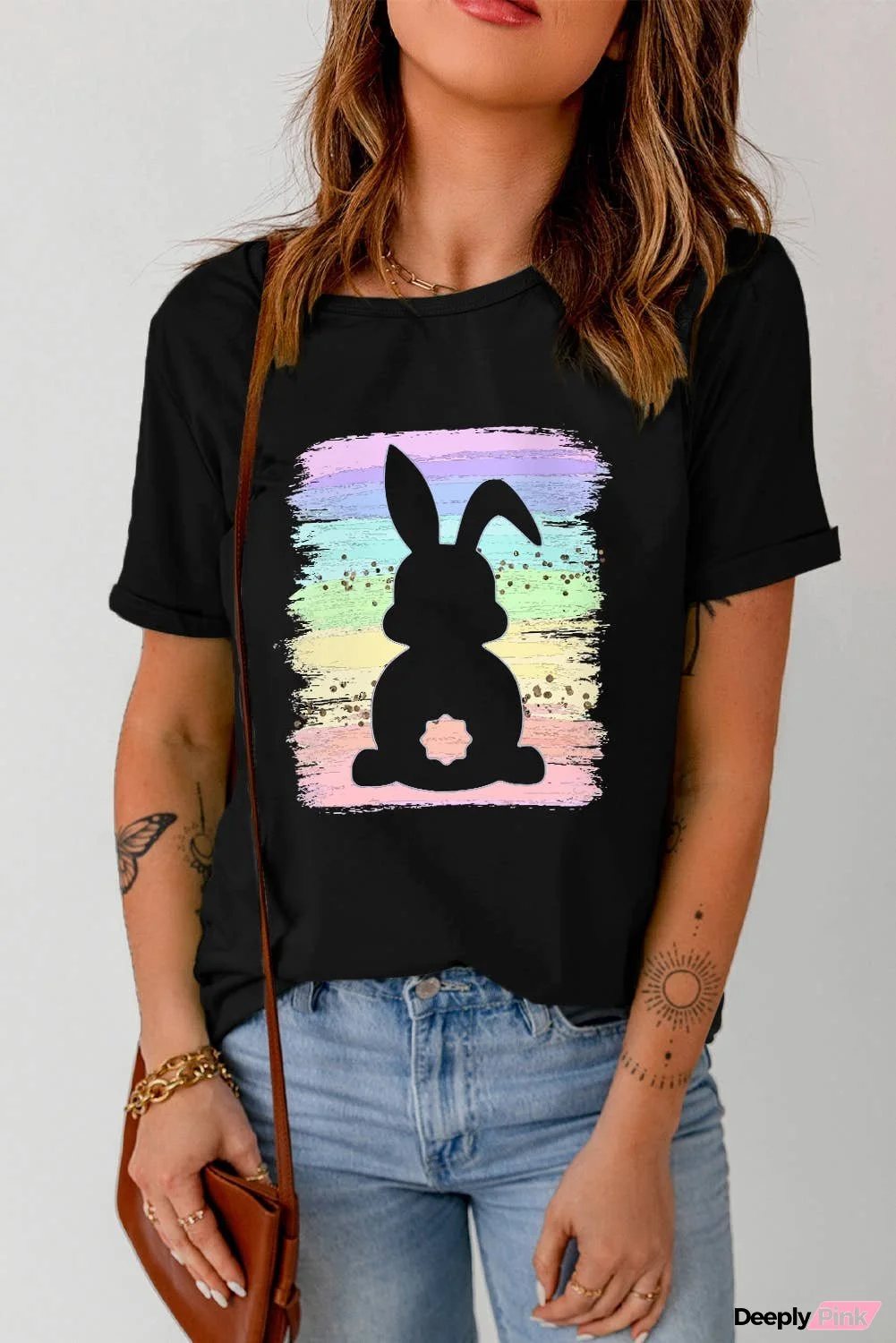 Rainbow Splash Easter Rabbit Graphic Tee