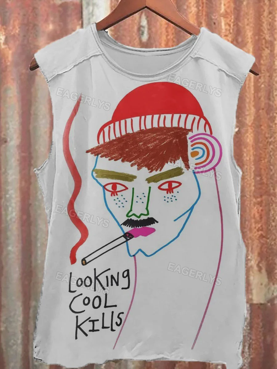 Eagerlys Smoking Print Tank Top Eagerlys