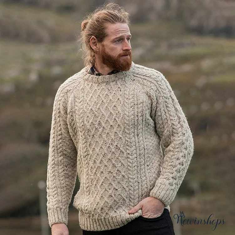Men's Vintage Traditional Aran Sweater
