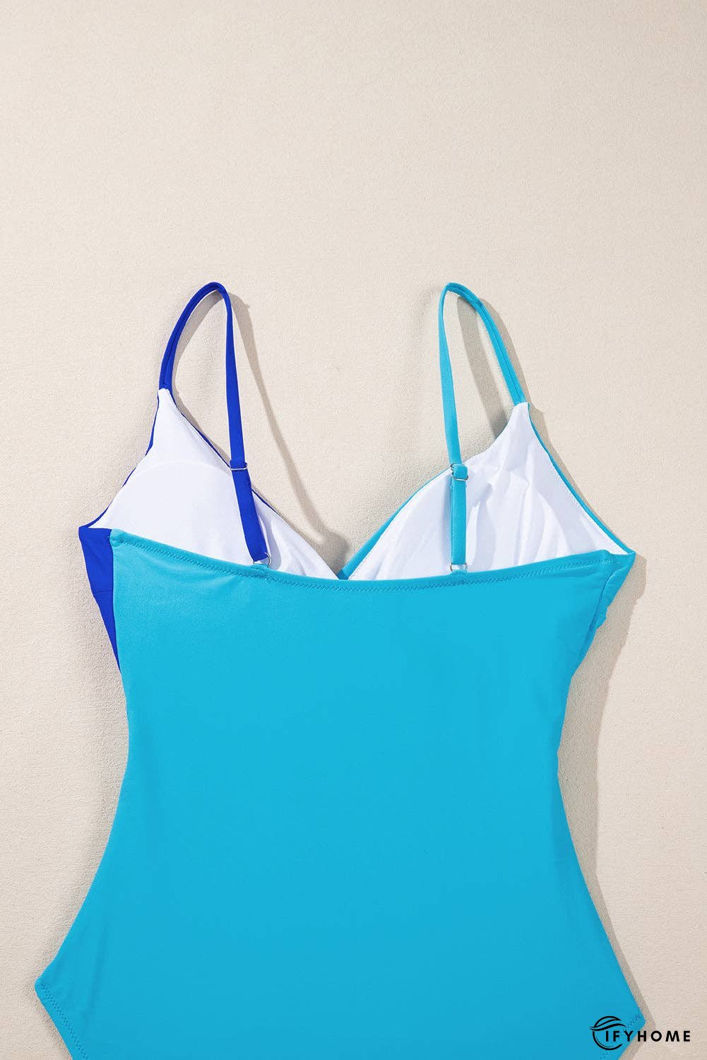 Rose Red Two-tone Patchwork Cutout One Piece Swimsuit | IFYHOME