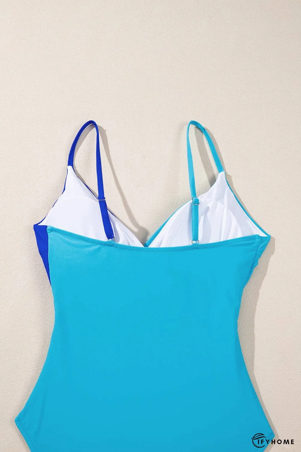 Rose Red Two-tone Patchwork Cutout One Piece Swimsuit | IFYHOME