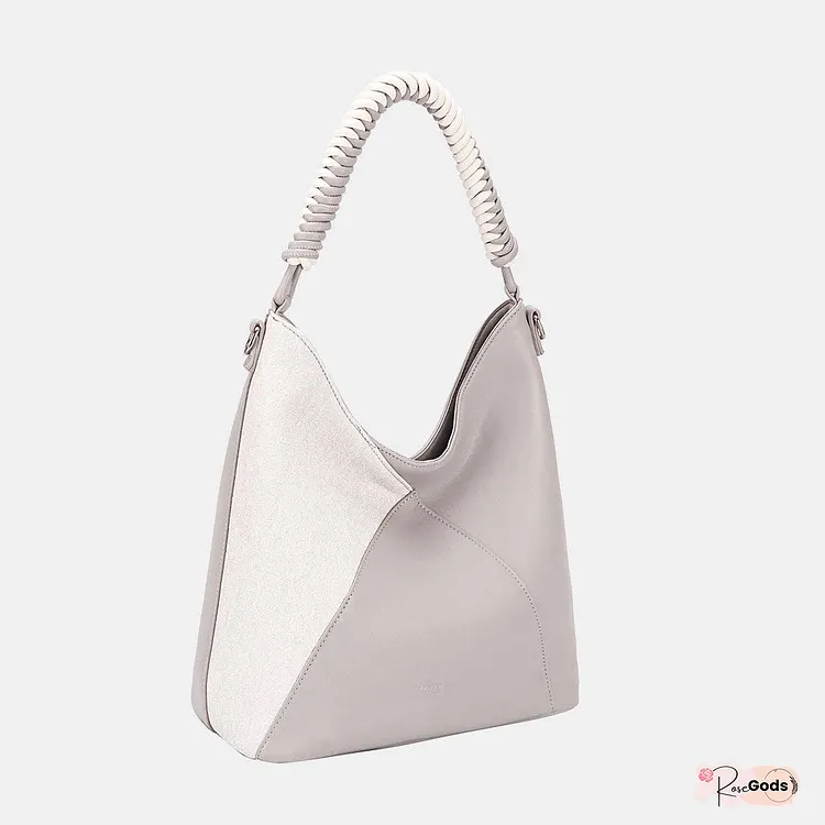 David Jones Woven Handle PU Leather Handbag