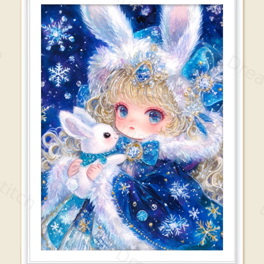 [9CT]Snow Ice Rabbit Elf 9CT Pre-stamped Canvas(70*90cm) Cross Stitch