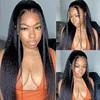 Glueless Kinky Yaki Straight Brazilian Black Long Wigs