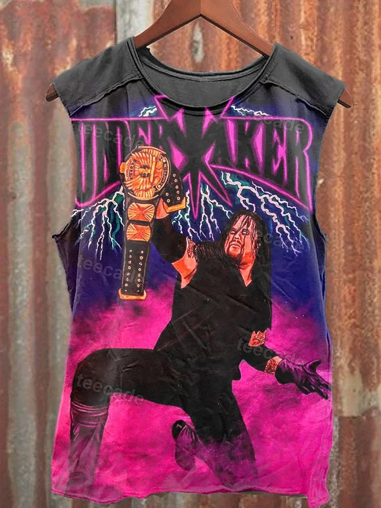Teecade Teecade Unisex Retro Wrestling Art Illustration Printed Casual Tank Top