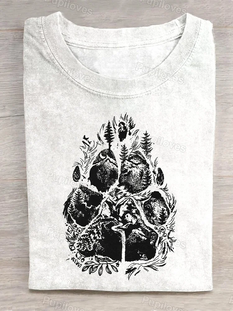 Pupiloves Pupiloves  Animal Paw Prints and Forest T-shirt